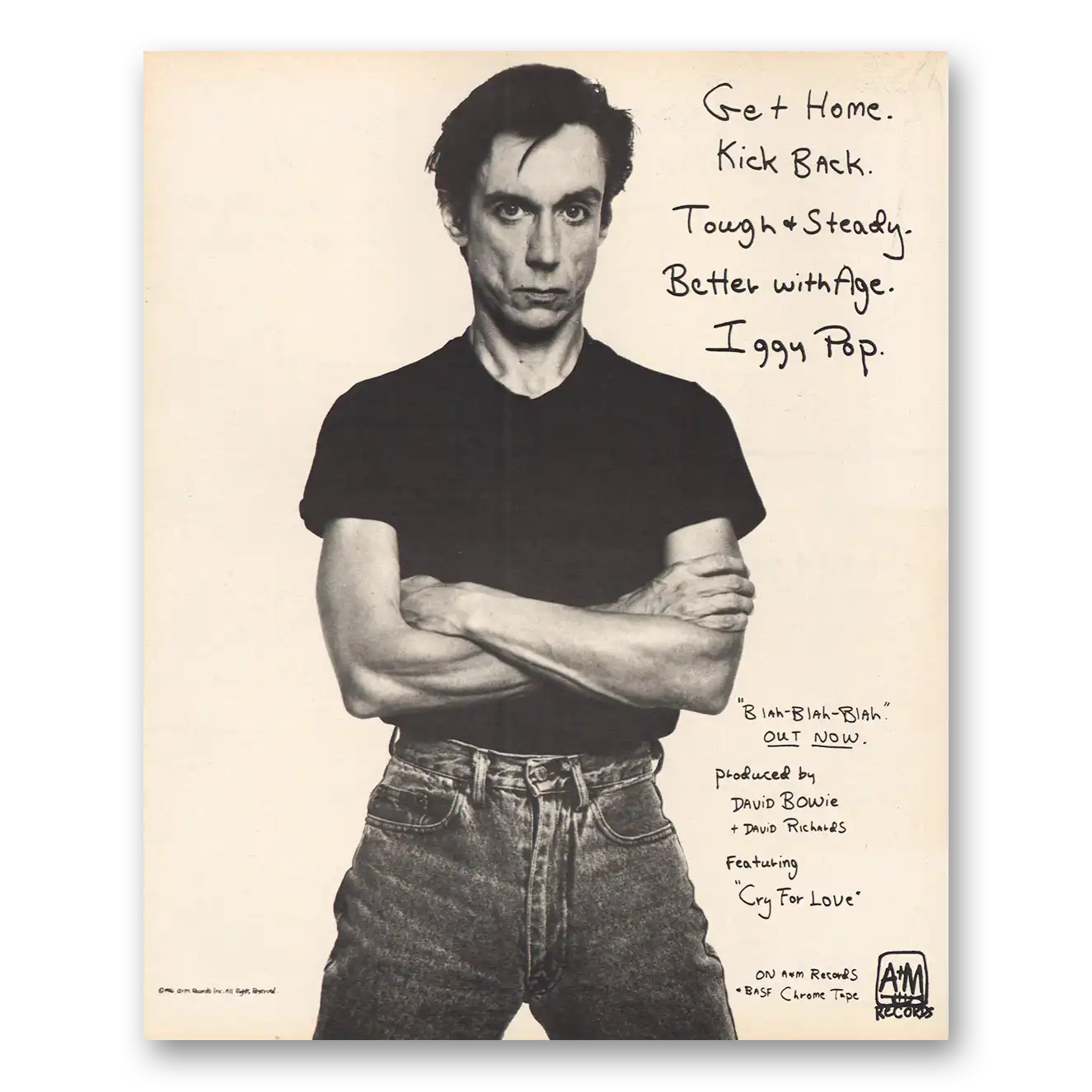 1986 Iggy Pop Promo Blah Blah Blah Vintage Magazine Print Ad