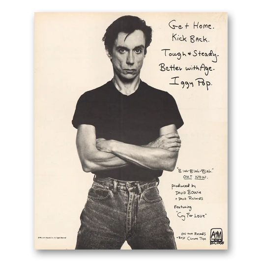 1986 Iggy Pop Promo Blah Blah Blah Vintage Magazine Print Ad