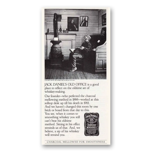 1986 Jack Daniels Old Office Good Place to Reflect Vintage Magazine Print Ad