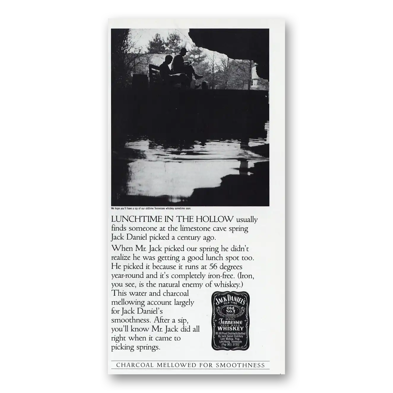 1986 Jack Daniels Lunchtime in the Hollow Vintage Magazine Print Ad