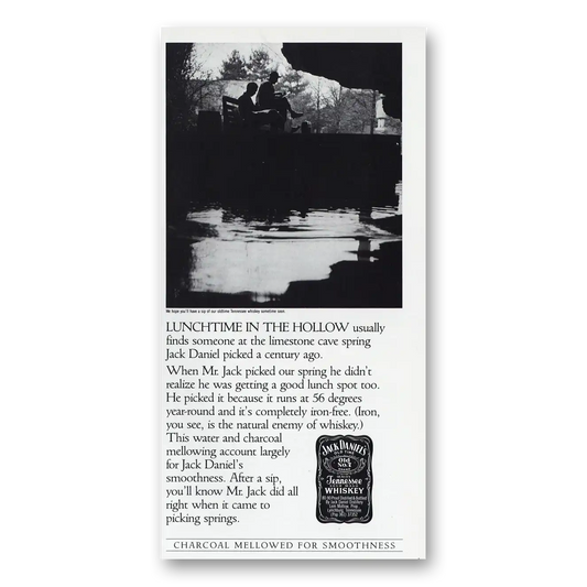 1986 Jack Daniels Lunchtime in the Hollow Vintage Magazine Print Ad