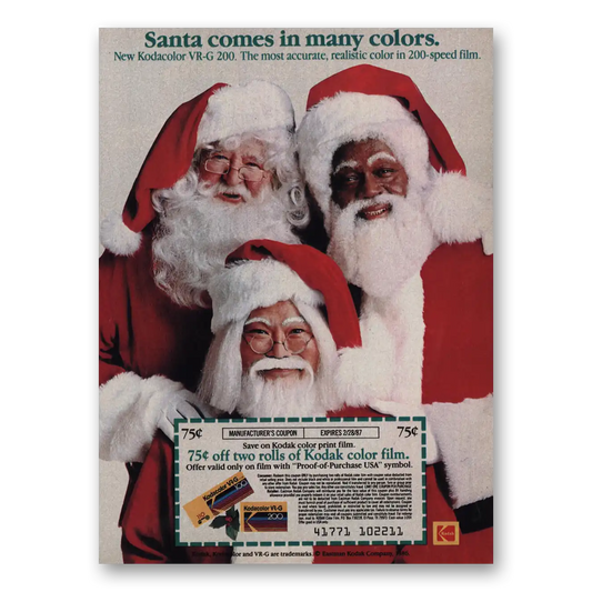 1986 Kodak Film Film Santa Comes In Many Colors Vintage Magazine Print Ad