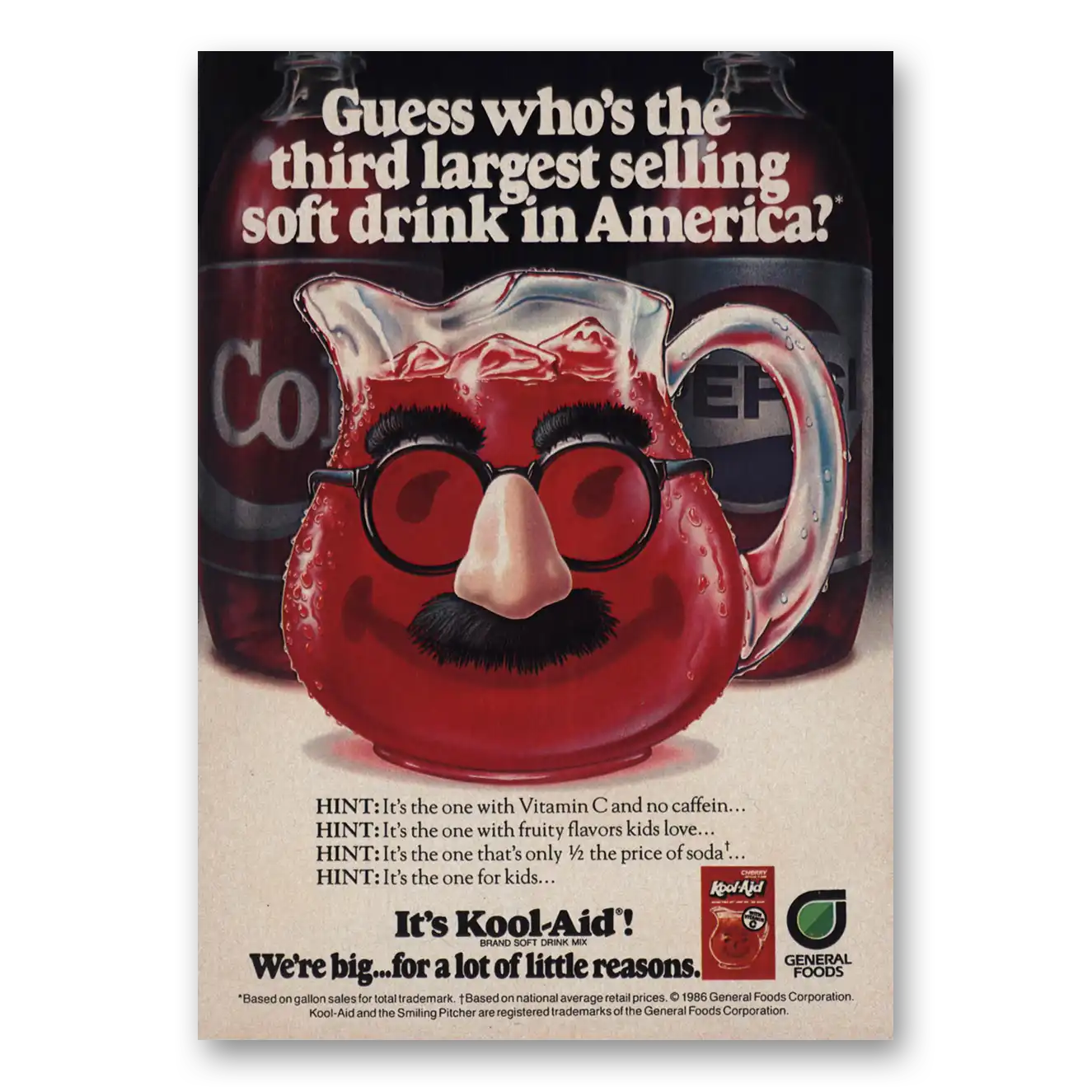 1986 Kool Aid Third Largest Selling Soft Drink Vintage Magazine Print Ad