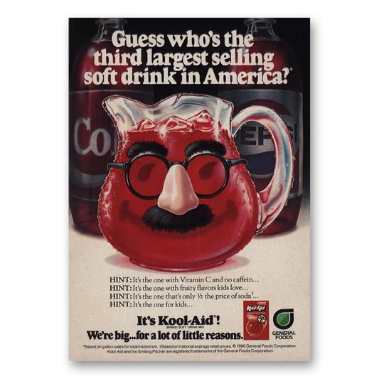 1986 Kool Aid Third Largest Selling Soft Drink Vintage Magazine Print Ad