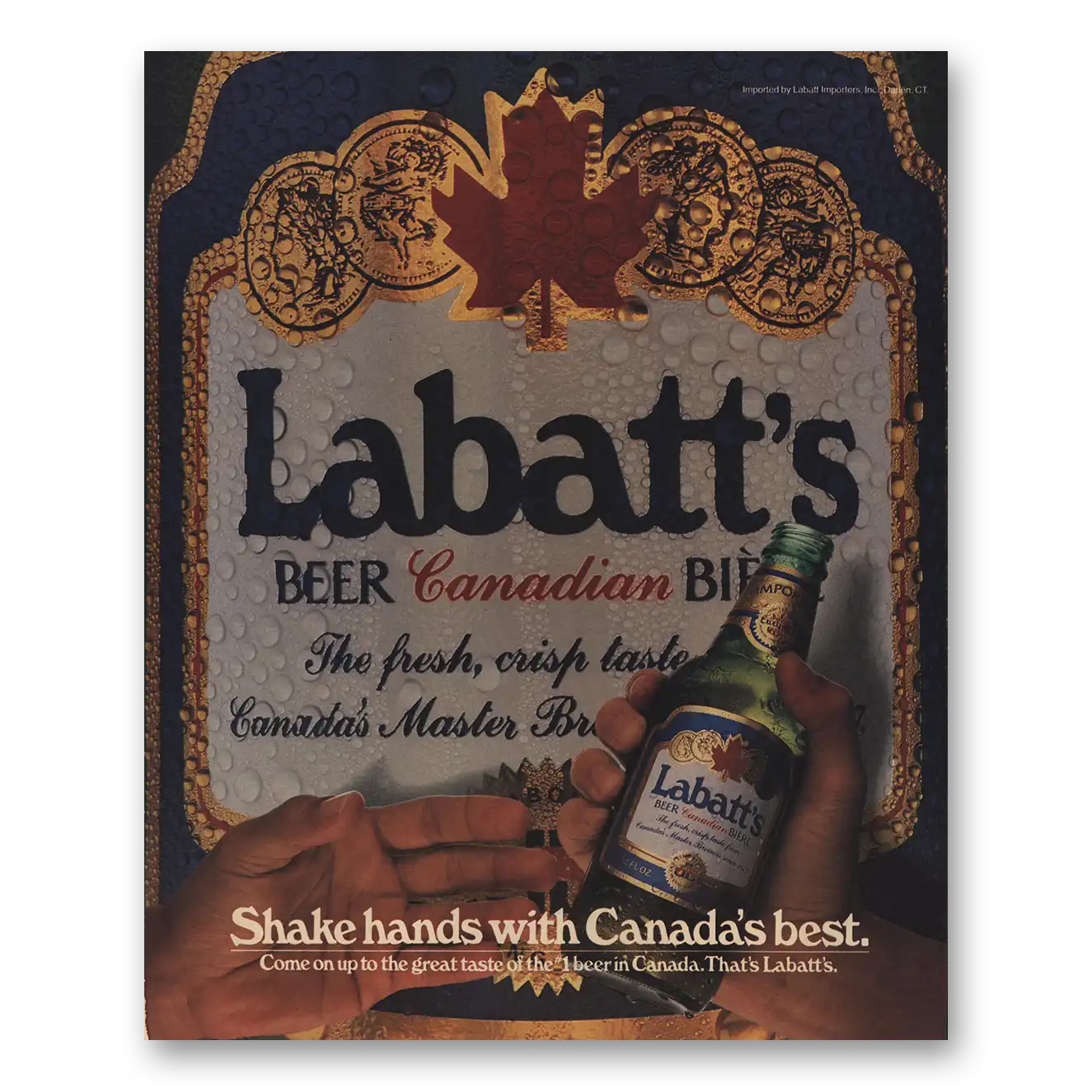 1986 Labatts Beer Shake Hands With Canadas Best Vintage Magazine Print Ad