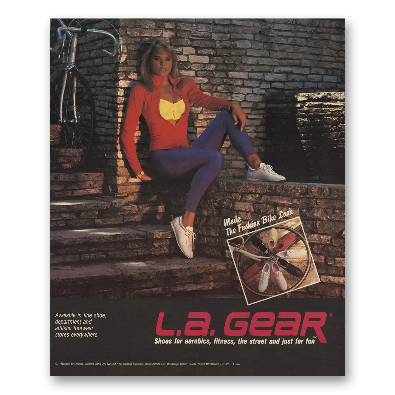 1986 LA Gear Shoes Fashion Bike Look Vintage Magazine Print Ad