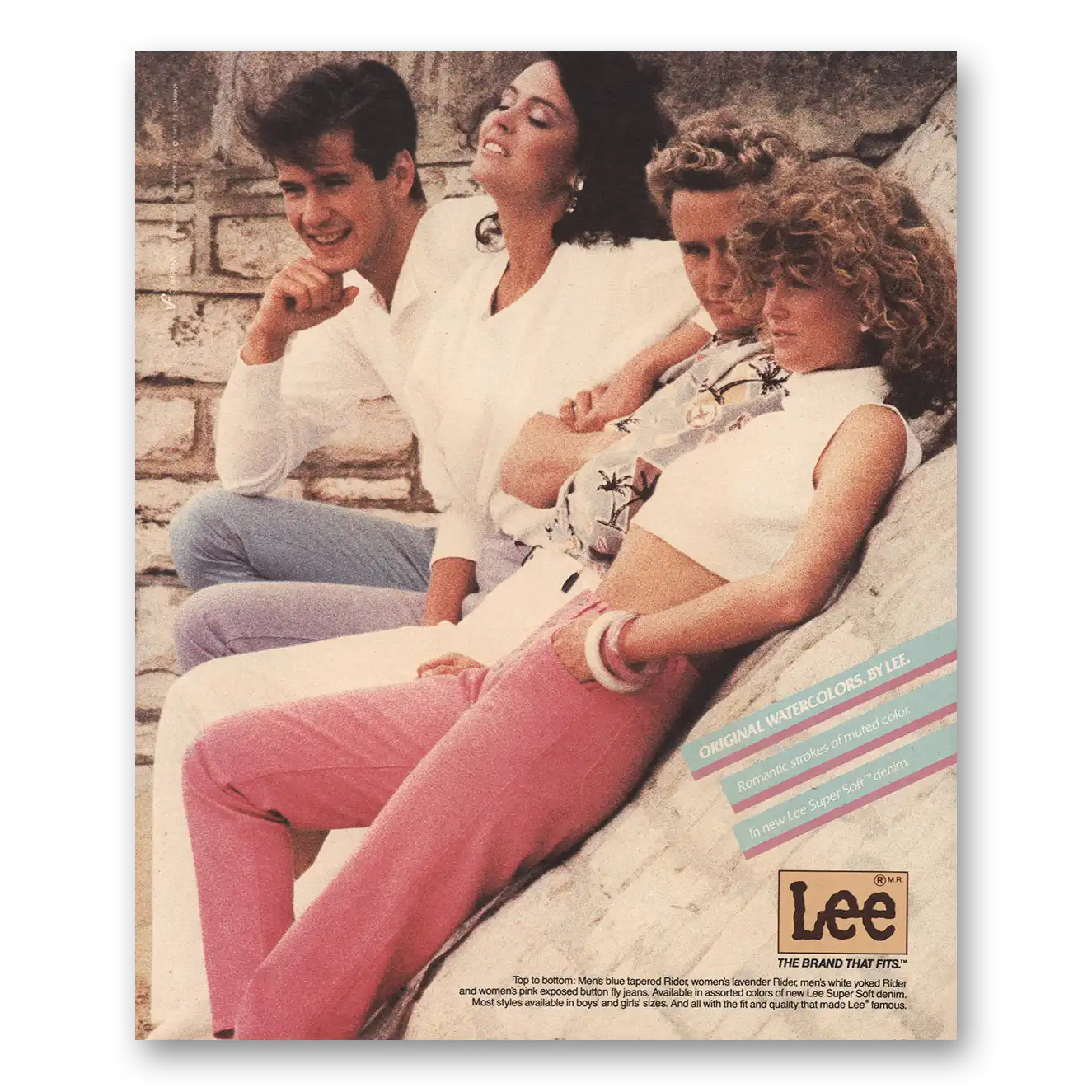 1986 Lee Jeans Mens Womens Rider Jeans Vintage Magazine Print Ad