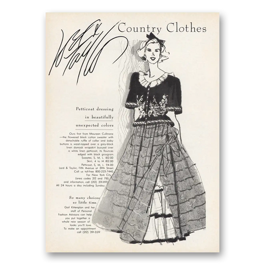 1986 Lord & Taylor Petticoat Dressing Vintage Magazine Print Ad