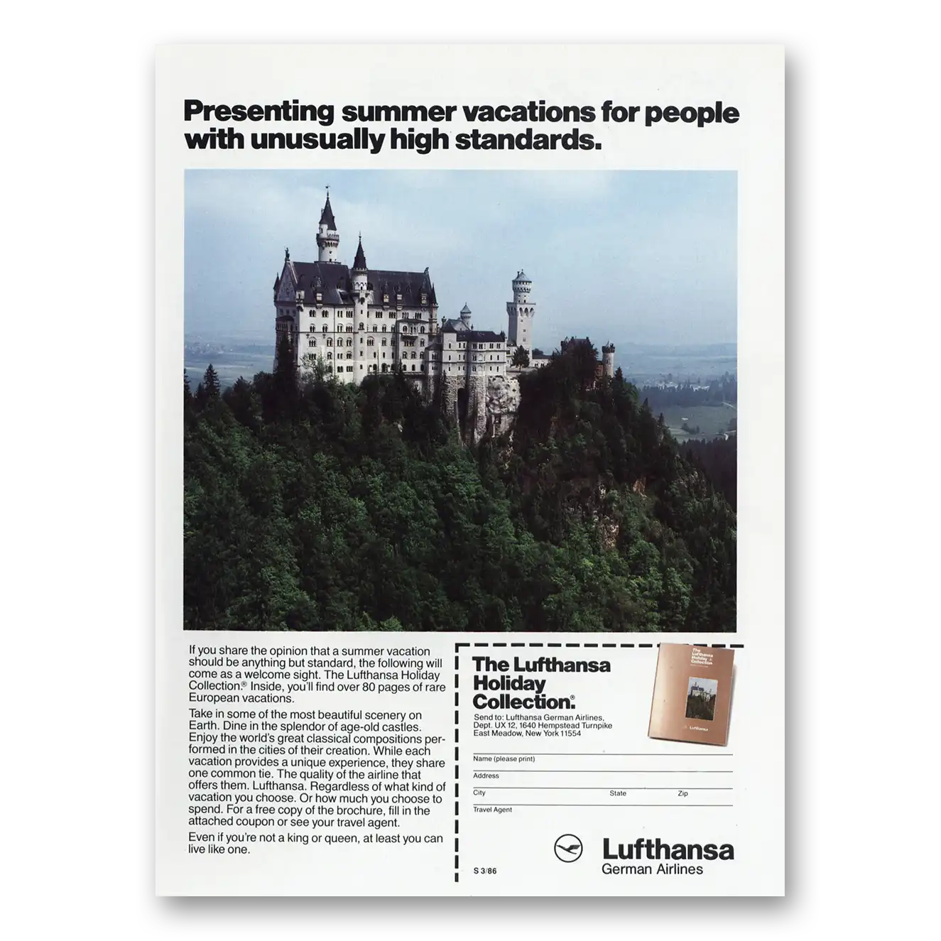 1986 Lufthansa German Airlines People With Unusually High Standards Vintage Magazine Print Ad