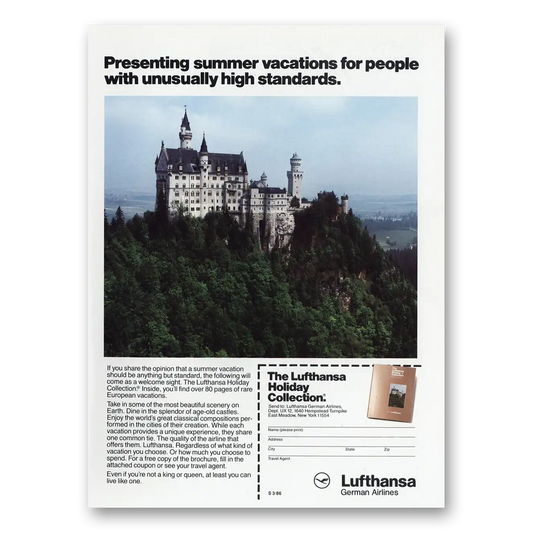 1986 Lufthansa German Airlines People With Unusually High Standards Vintage Magazine Print Ad