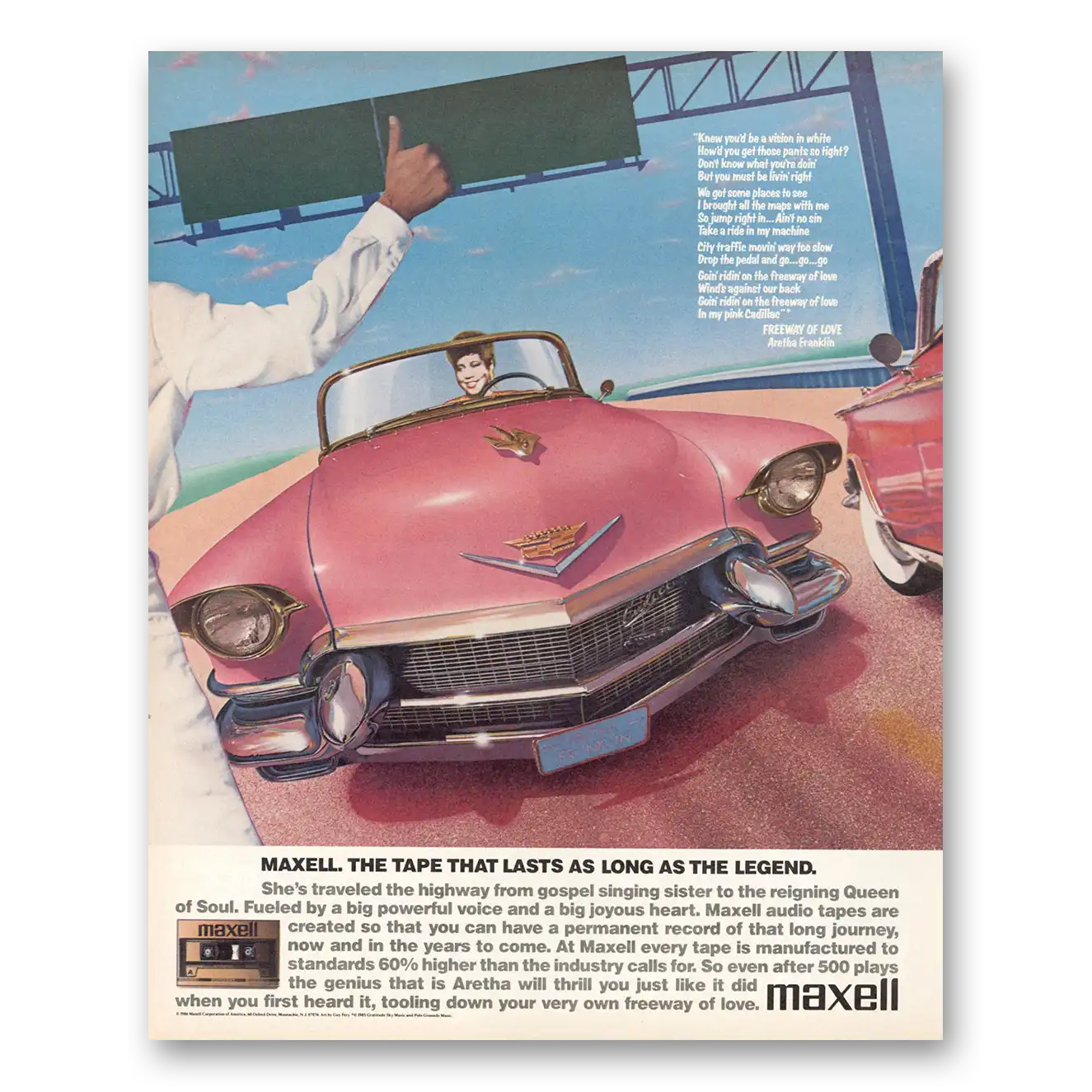 1986 Maxell Cassette Tape Cassette Tape Lasts as Long as the Legend Vintage Magazine Print Ad