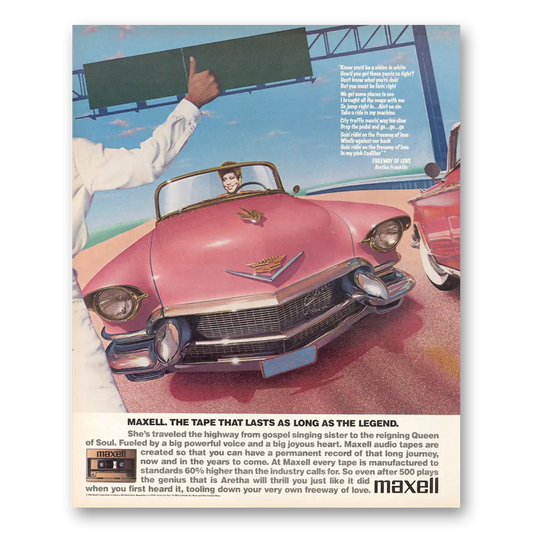 1986 Maxell Cassette Tape Cassette Tape Lasts as Long as the Legend Vintage Magazine Print Ad