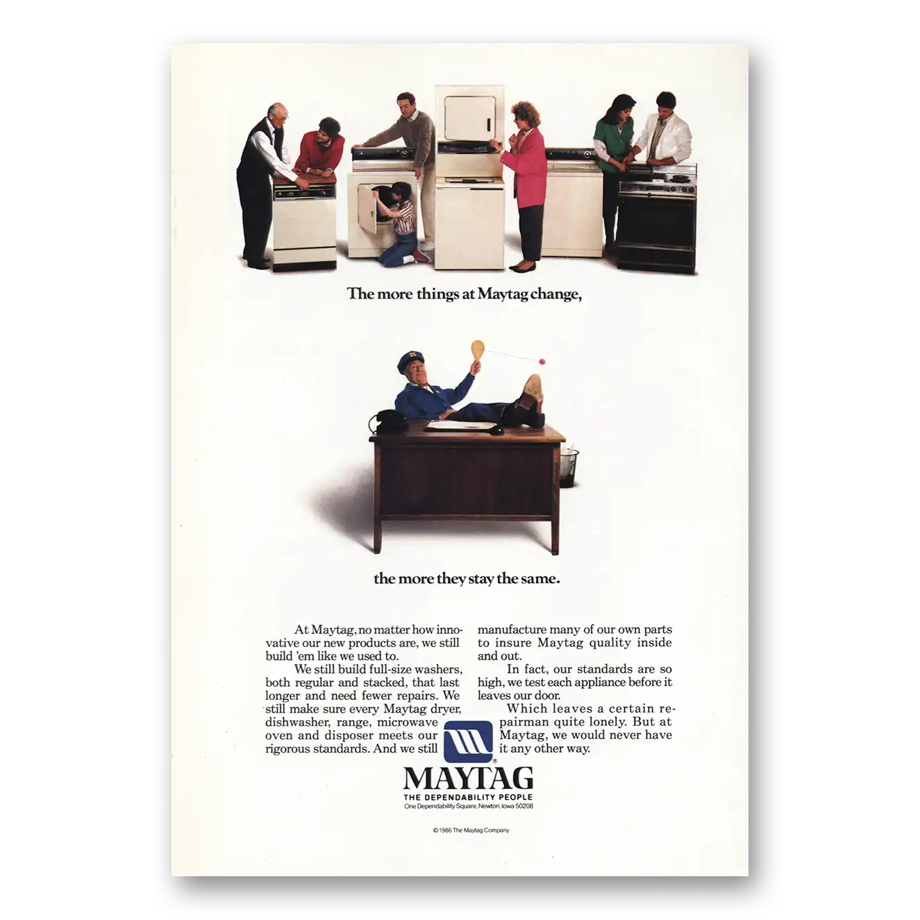 1986 Maytag Appliances More Thing at Maytag Change Vintage Magazine Print Ad