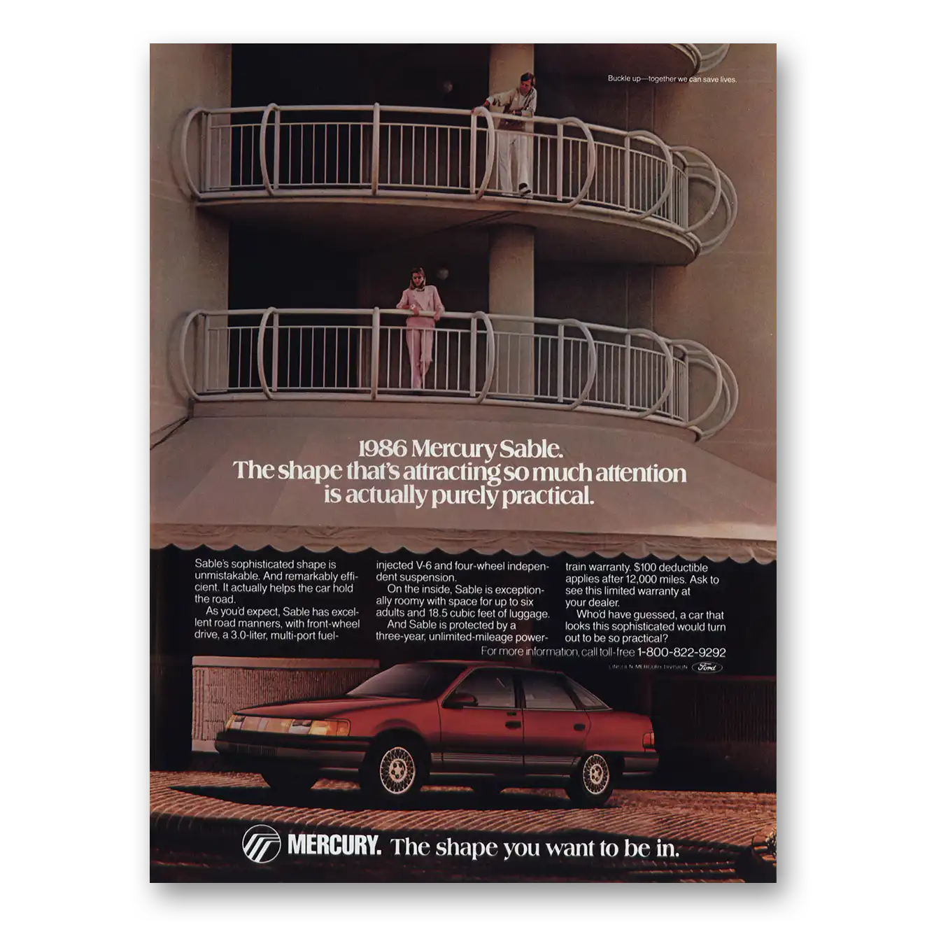 1986 Mercury Sable Actually Purely Practical Vintage Magazine Print Ad