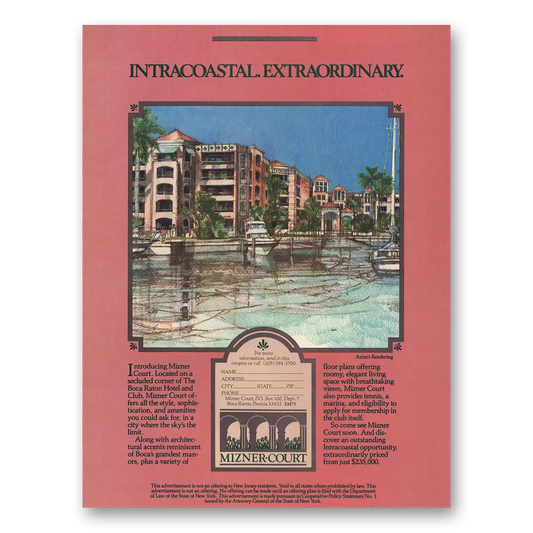 1986 Mizner Court Intercoastal Extraordinary Vintage Magazine Print Ad