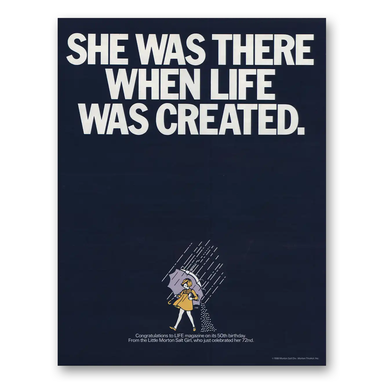 1986 Morton Salt She Was There When Life Created Vintage Magazine Print Ad