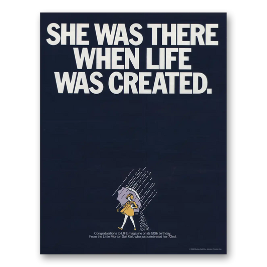 1986 Morton Salt She Was There When Life Created Vintage Magazine Print Ad