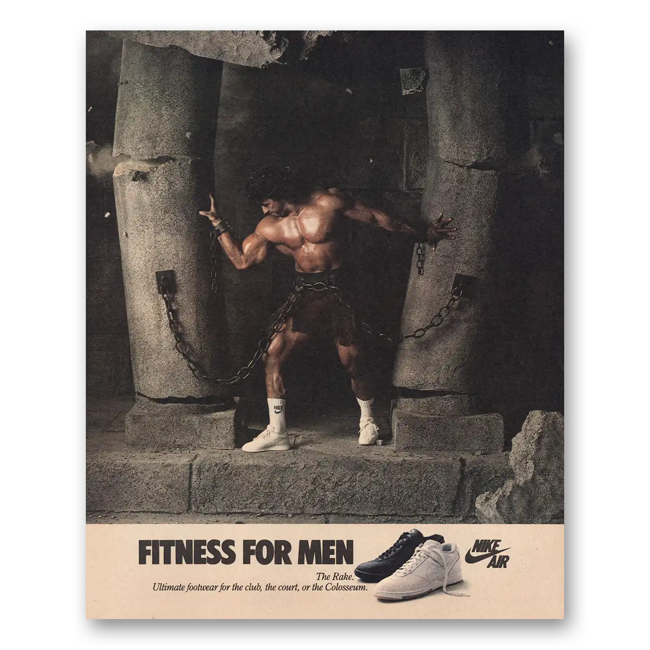 1986 Nike Shoes Air Shoes Fitness for Men Vintage Magazine Print Ad