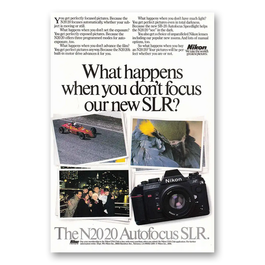 1986 Nikon Camera Autofocus SLR Vintage Magazine Print Ad