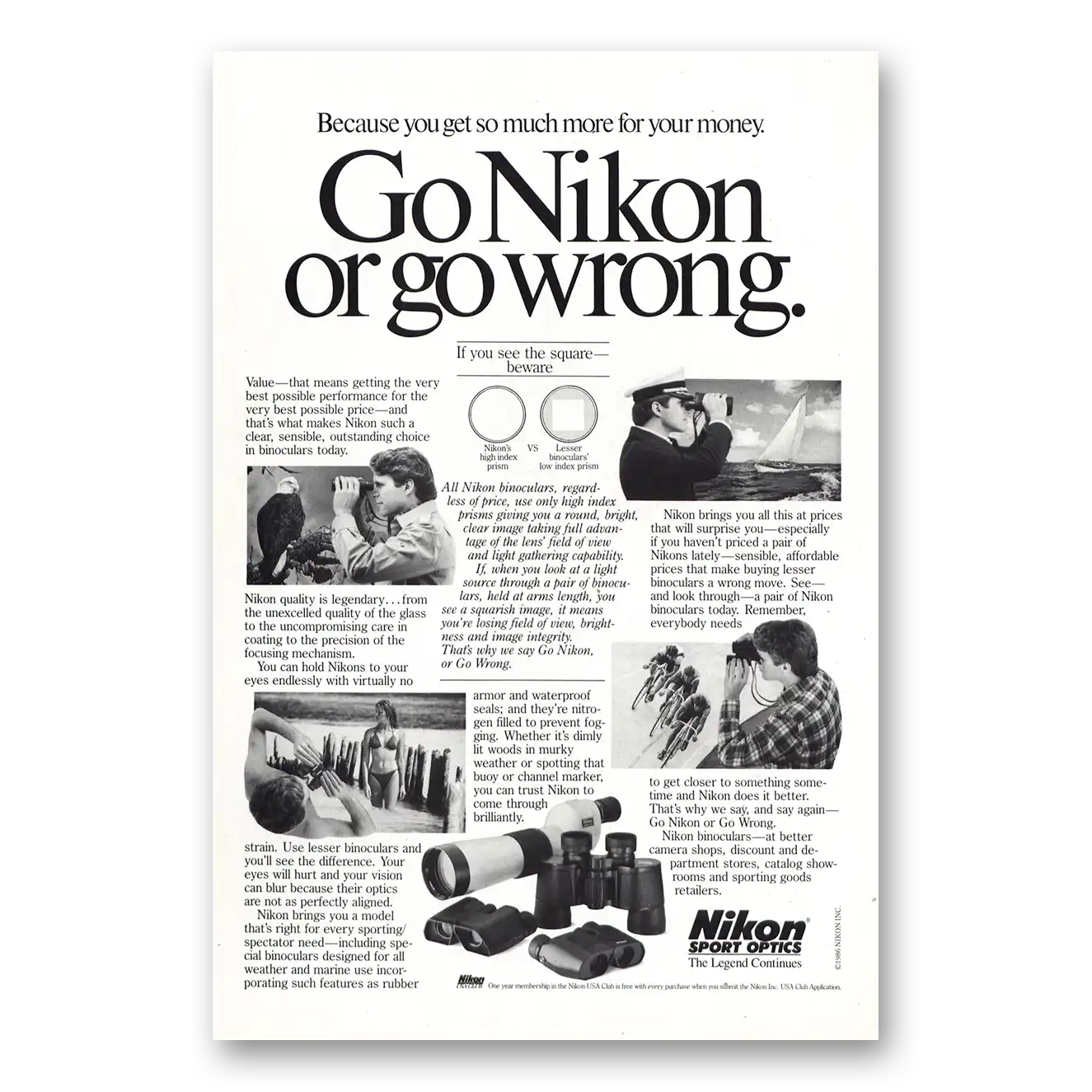 1986 Nikon Camera Go Nikon Or Go Wrong Vintage Magazine Print Ad