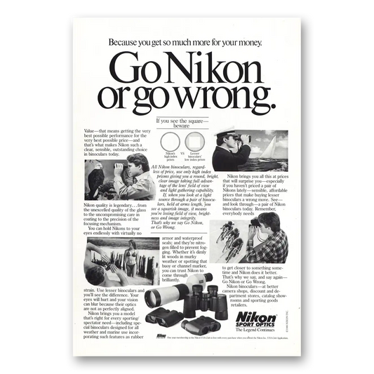 1986 Nikon Camera Go Nikon Or Go Wrong Vintage Magazine Print Ad