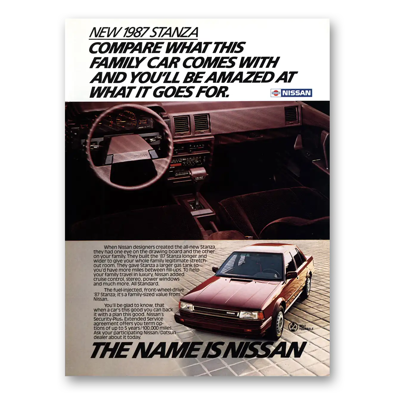 1986 Nissan Stanza Compare Family Car Vintage Magazine Print Ad