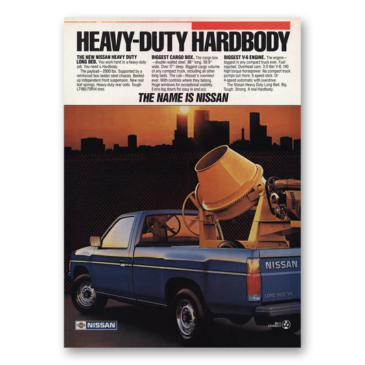 1986 Nissan Trucks Long Bed Heavy Duty Vintage Magazine Print Ad