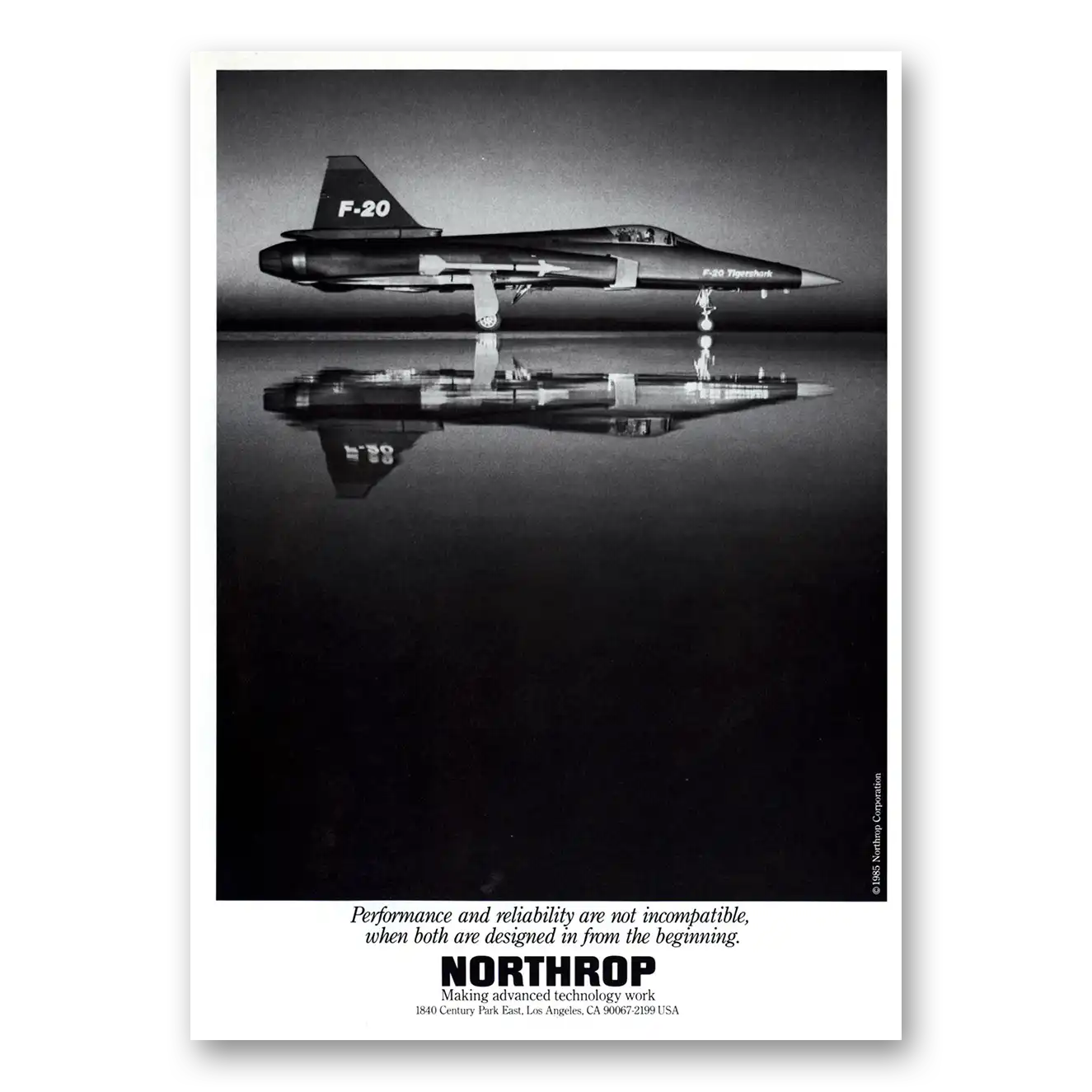 1986 Northrop Aircraft Performance Reliability Not Incompatible Vintage Magazine Print Ad