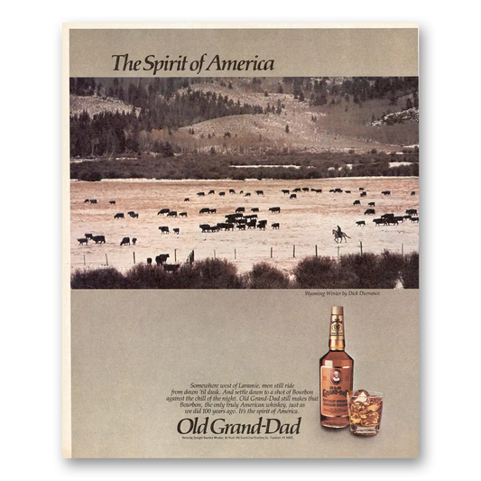 1986 Old Grand-Dad Bourbon Whiskey Wyoming Winter Vintage Magazine Print Ad