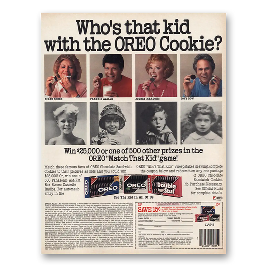 1986 Oreo Cookies Whos That Kid Vintage Magazine Print Ad