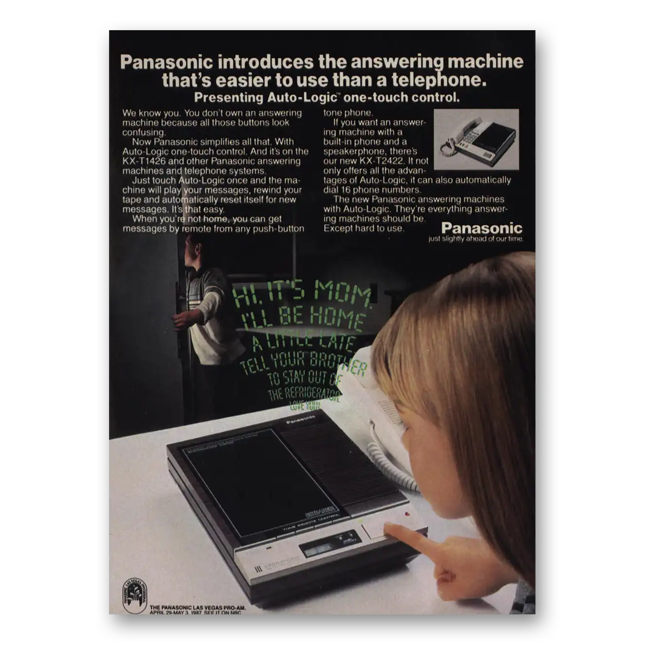 1986 Panasonic Answering Machine Easier To Use Than a Telephone Vintage Magazine Print Ad