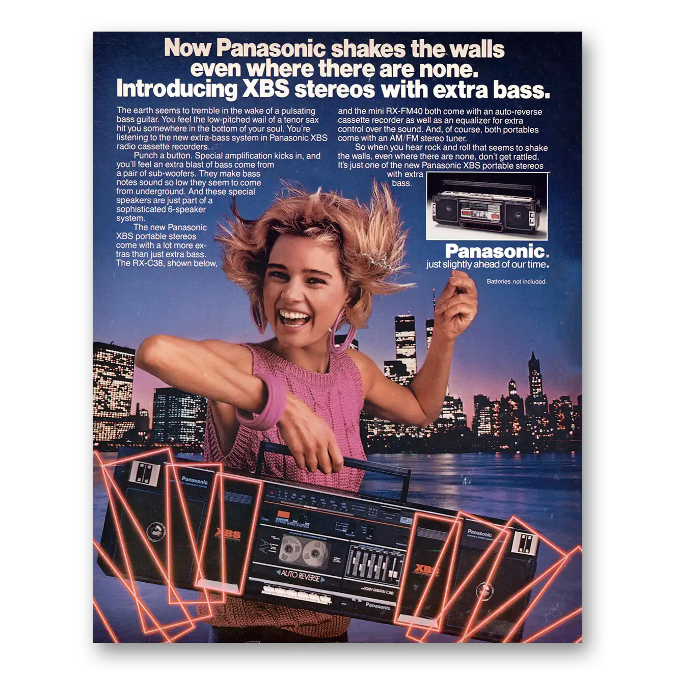 1986 Panasonic Stereo Shakes the Walls Vintage Magazine Print Ad