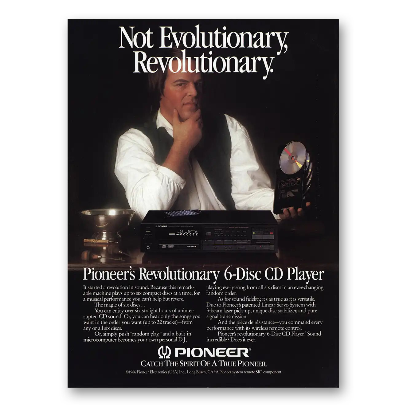 1986 Pioneer CD Players Not Evolutionary Revolutionary Vintage Magazine Print Ad