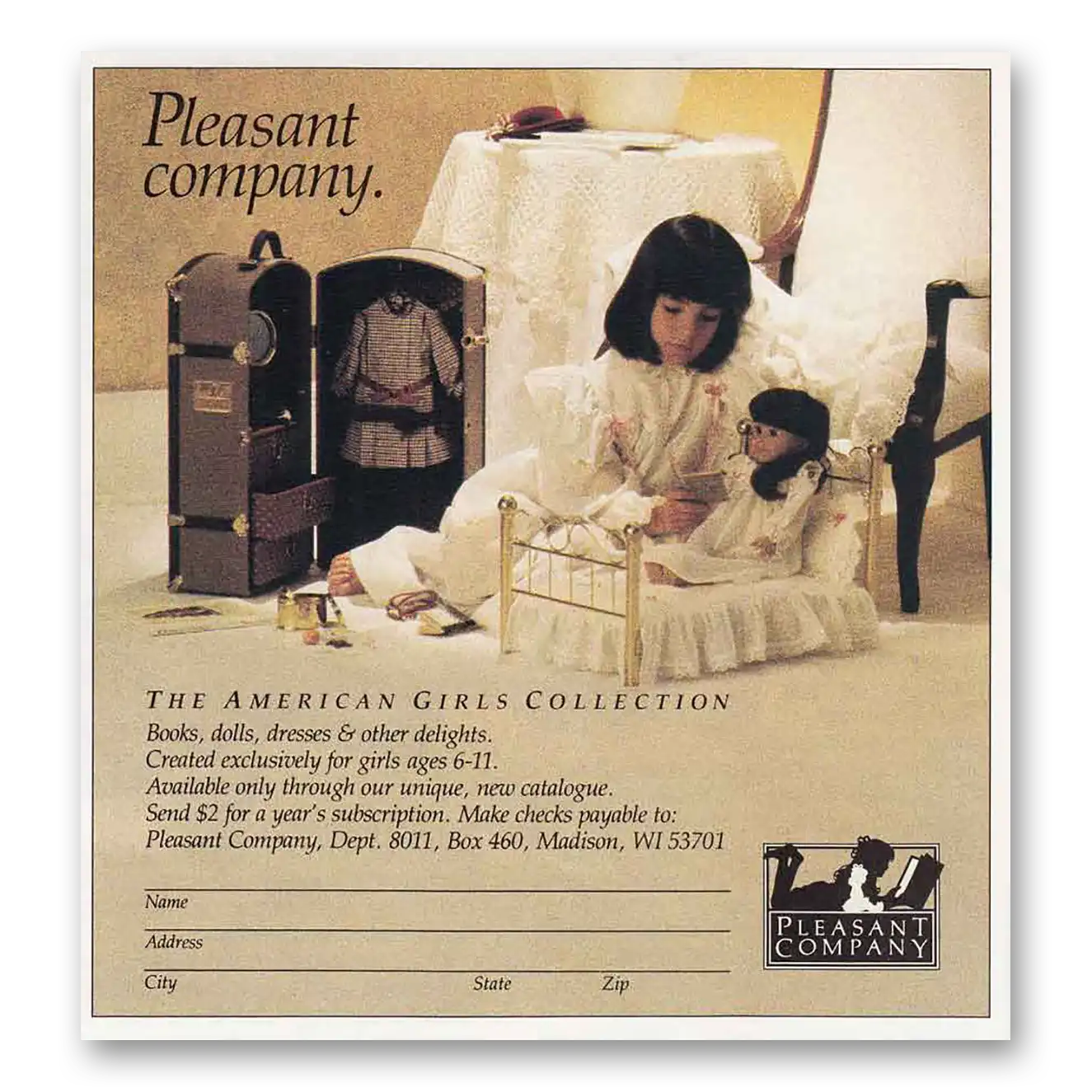 1986 Pleasant Company Samantha American Girls Vintage Magazine Print Ad