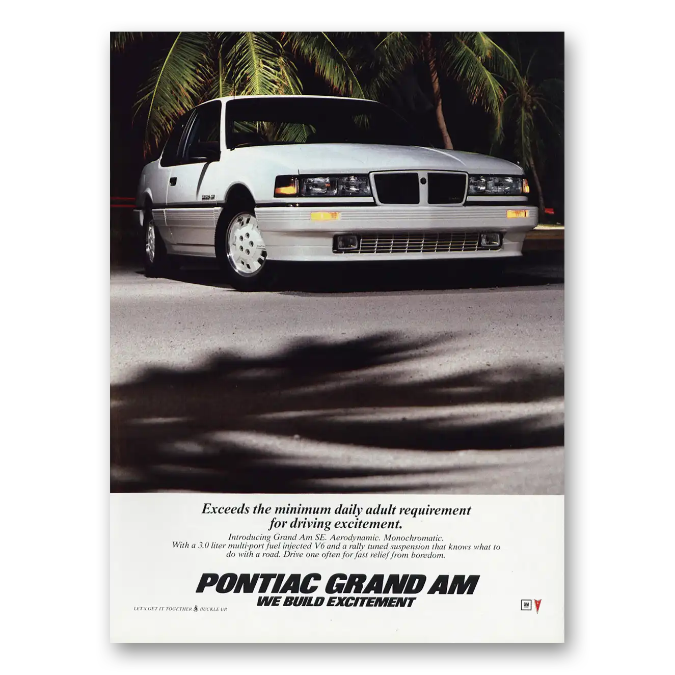 1986 Pontiac Grand Am Minimum Daily Adult Requirement Vintage Magazine Print Ad