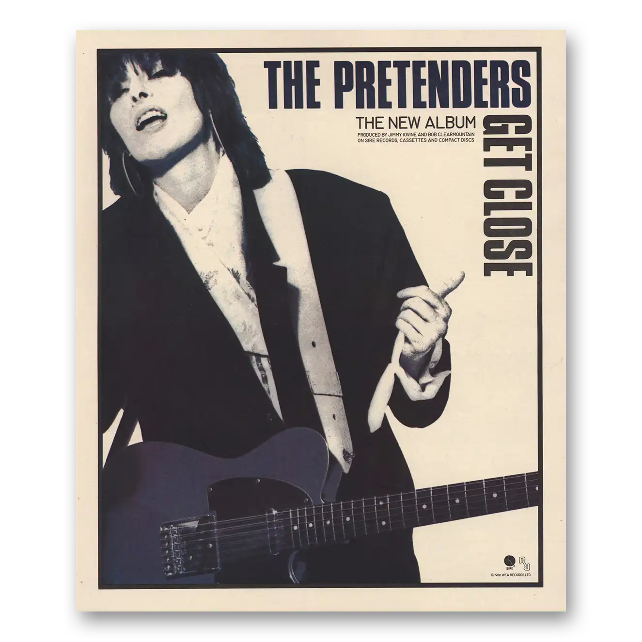 1986 The Pretenders Promo Get Close Vintage Magazine Print Ad