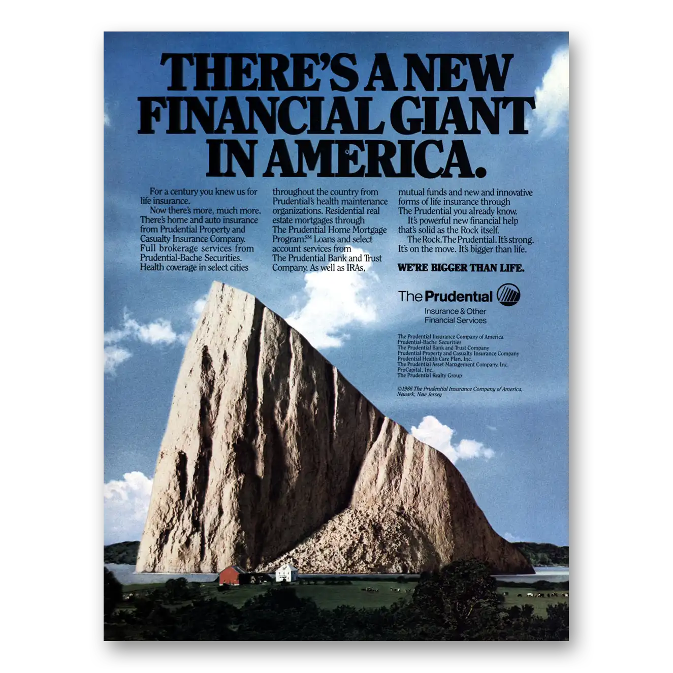 1986 Prudential Insurance New Financial Giant In America Vintage Magazine Print Ad