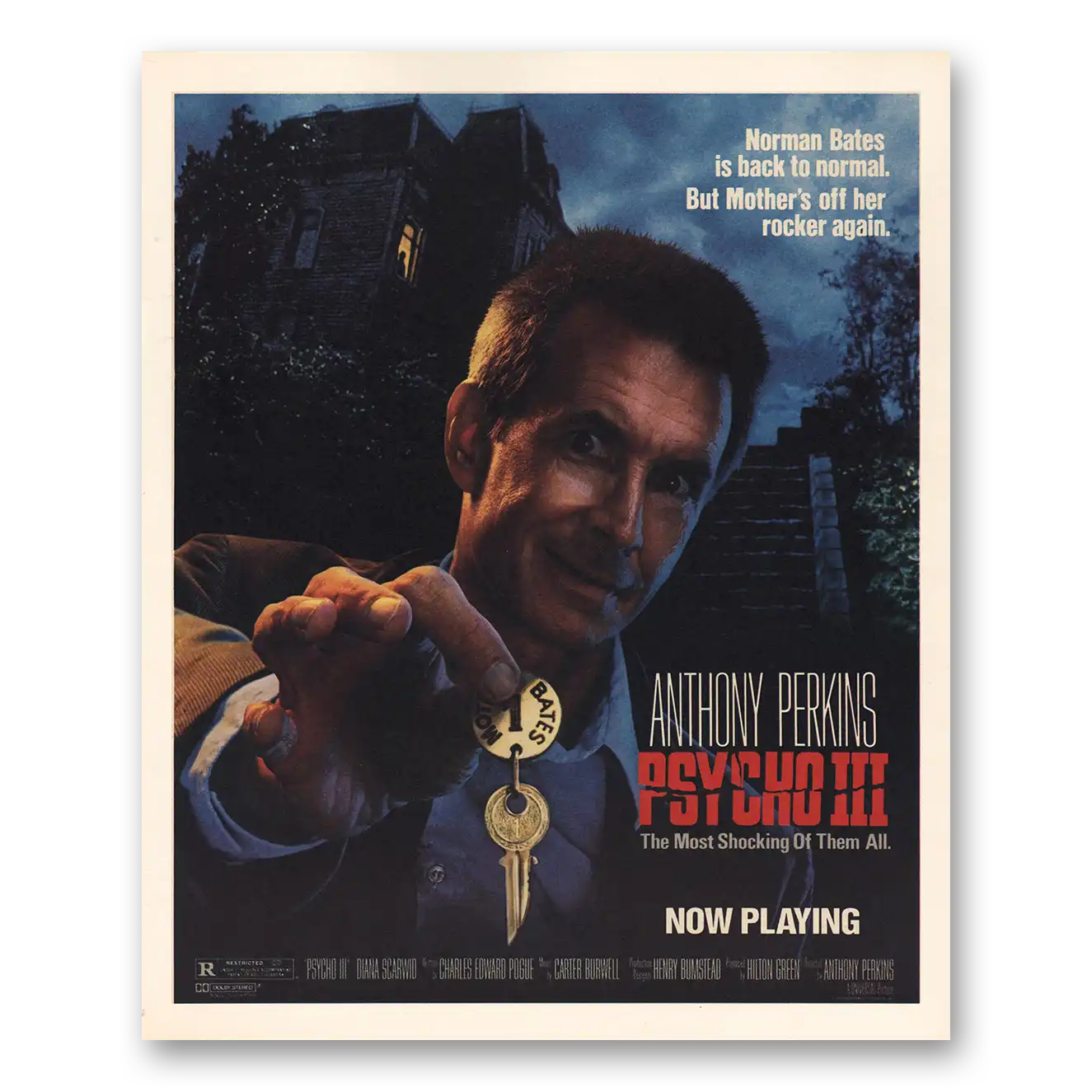 1986 Psycho III Movie Promo Anthony Perkins Vintage Magazine Print Ad