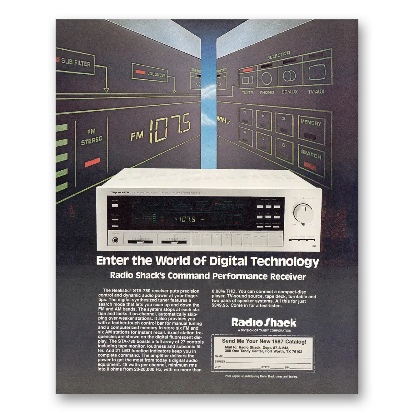 1986 Realistic Stereo Receivers Receiver World of Digital Technology Vintage Magazine Print Ad