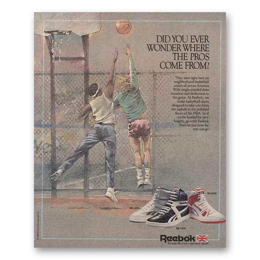 1986 Reebok Shoes Wonder Where the Pros Come From Vintage Magazine Print Ad