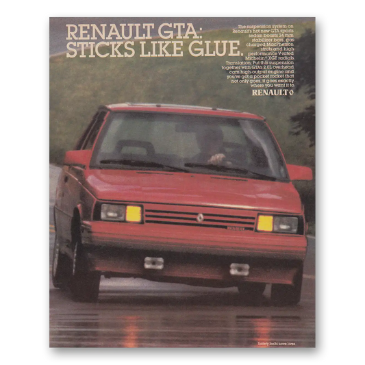 1986 Renault GTA Sticks Like Glue Vintage Magazine Print Ad