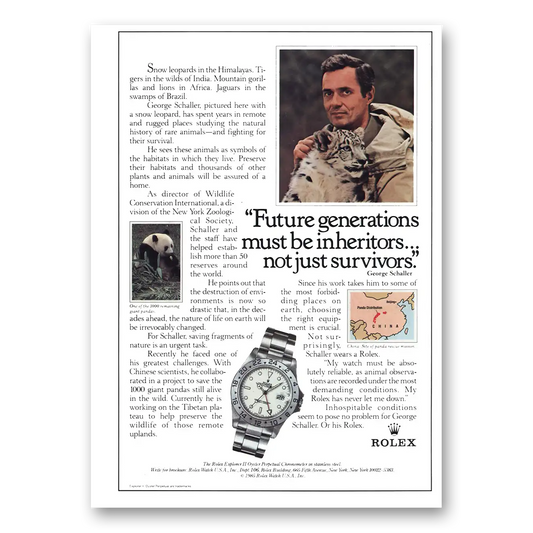 1987 Rolex Explorer II Oyster Perpetual Chronometer George Schaller Vintage Magazine Print Ad