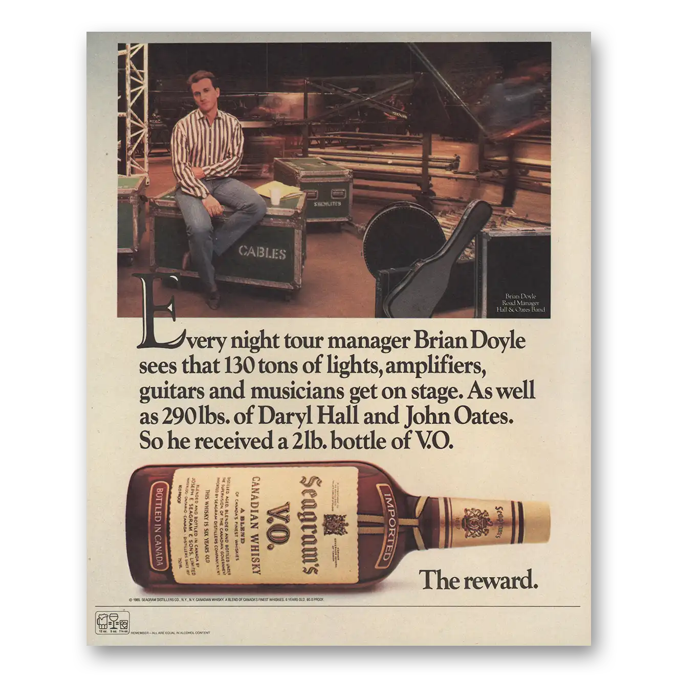 1986 Seagrams VO Whisky Brian Doyle Hall and Oates Vintage Magazine Print Ad