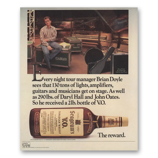 1986 Seagrams VO Whisky Brian Doyle Hall and Oates Vintage Magazine Print Ad