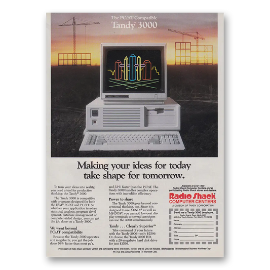 1986 Tandy Computer Making Your Ideas for Today Vintage Magazine Print Ad