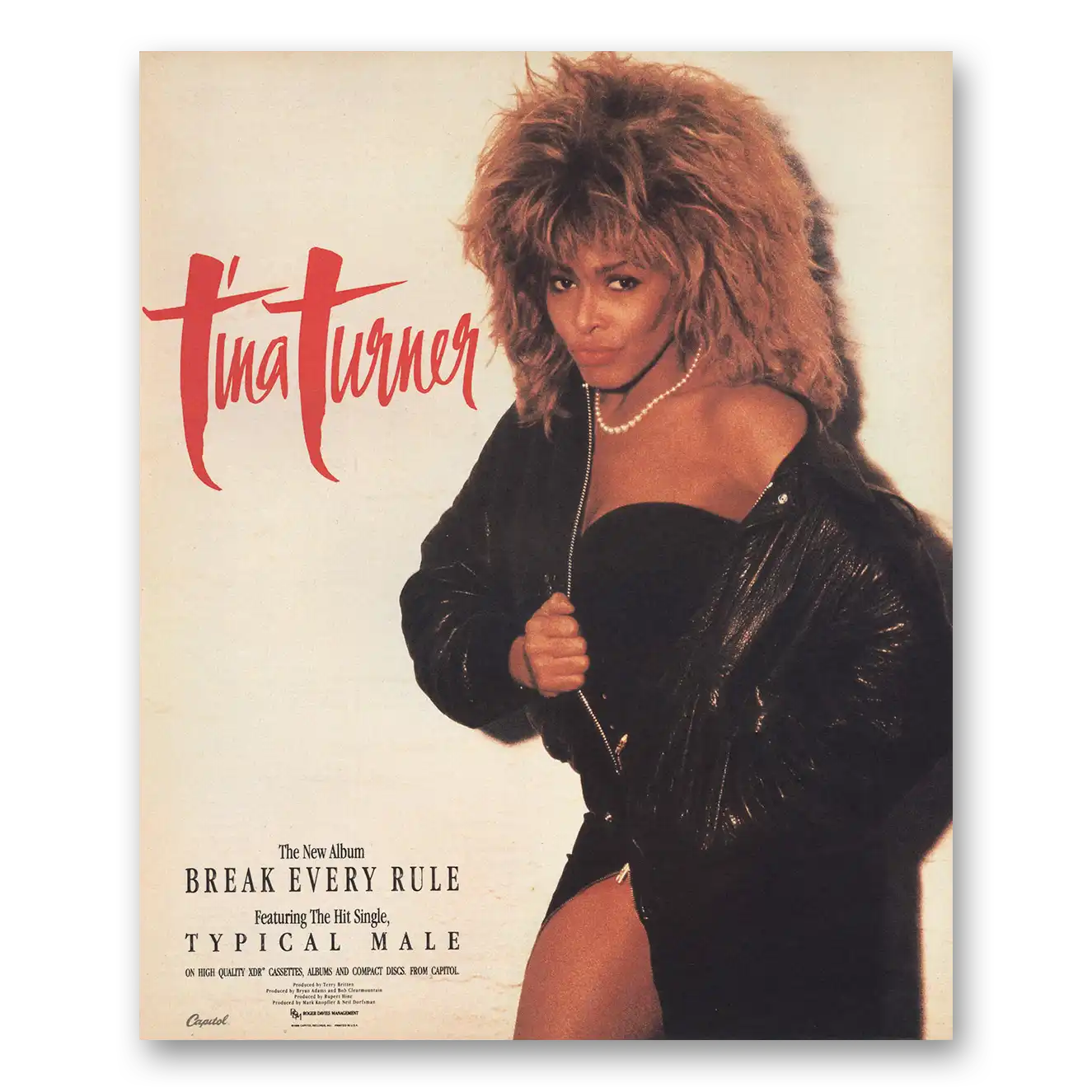 1986 Tina Turner Promo Break Every Rule Vintage Magazine Print Ad