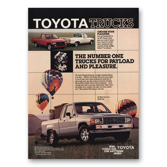 1986 Toyota Trucks Number One Trucks Payload Vintage Magazine Print Ad