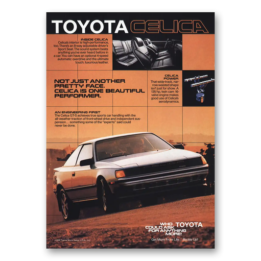 1986 Toyota Celica Not Just Another Pretty Face Vintage Magazine Print Ad