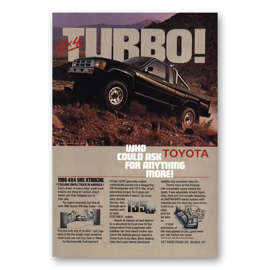 1985 Toyota Trucks Turbo Vintage Magazine Print Ad