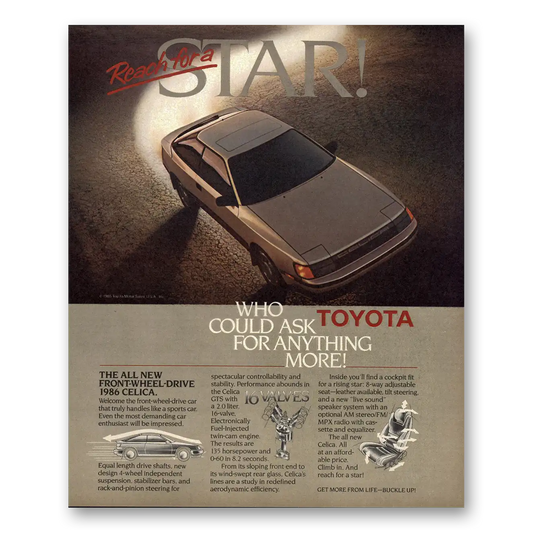 1985 Toyota Celica Reach for a Star Vintage Magazine Print Ad